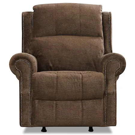 Traditional Rocking Reclining Chair with Nailhead Border